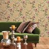 Beige Timeless Floral Embossed Rose Wallpaper, Flocked Vivid Color Rose Flowers Pattern - Walloro High End Wallcoverings & More