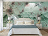 Birds Scene Wall Mural, Green Botanical Tropical Wallpaper, Nature, Customized Wall Mural, Durable, Non-Woven Wall Paper, Non-Adhesive, Removable - Walloro High End Wallcoverings & More