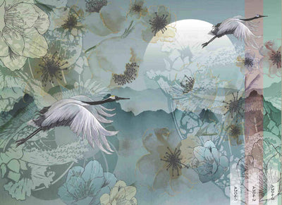 Birds Scene Wallpaper, Botanical Tropical Wallpaper, Nature, Customized Wall Mural, Durable, Non-Woven Wall Paper, Non-Adhesive, Removable - Walloro High End Wallcoverings & More