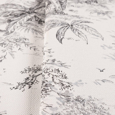 Black & White Tropical Toile Textured Wallpaper, Stylish Plants Animals Jungle Forest Theme Wallcovering - Walloro High End Wallcoverings & More