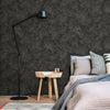 Black Rustic Abstract Farmhouse Wallpaper, 3D Embossed Weathered Solid Color Wallcovering - Walloro High End Wallcoverings & More