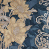 Blue Damask Flower Baroque Wallpaper, 3D Glitter Sparkling Rococo Vintage Wall Decor - Walloro High End Wallcoverings & More