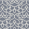 Blue Lace Trellis Wallpaper, Shiny Silver Gold Patterns Faded Colors Damask Design - Walloro High End Wallcoverings & More