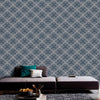 Blue Luxury Fish Scale Deep Embossed Wallpaper, 3D Textured Lace Patterns, Thick Wallcovering - Walloro High End Wallcoverings & More