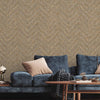 Brown Shiny Chevron Wallpaper, Deep Embossed Luxury Shimmering Geometric Pattern Wall Paper - Walloro High End Wallcoverings & More