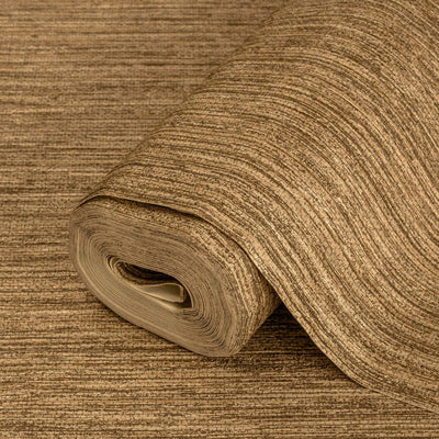 Brown Striped Embossed Wallpaper, Jute Natural Color Linen Textured Wallcovering - Walloro High End Wallcoverings & More