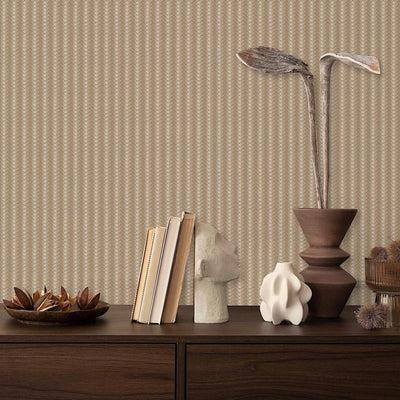 Brown Timeless Quilted Feel Wallpaper, Deep Embossed Chevron Basket Weave Wallcovering, Jute Design - Walloro High End Wallcoverings & More