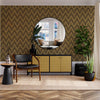 Chevron Wallpaper, Brown, Yellow Geometric Deep Embossed Zigzag Pattern Geometric Wallcovering - Walloro High End Wallcoverings & More