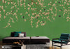 Chinoiserie Birds Floral Wall Mural, Green Flowers Blossom Wallpaper, Large, Oversized Elegant Custom Size Wall Art, Non-Woven, Non-Pasted, Modern - Walloro High End Wallcoverings & More