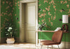 Chinoiserie Birds Floral Wall Mural, Green Flowers Blossom Wallpaper, Large, Oversized Elegant Custom Size Wall Art, Non-Woven, Non-Pasted, Modern - Walloro High End Wallcoverings & More