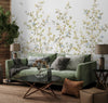 Chinoiserie Floral Blossoms Wall Mural, White Botanical Tree Flowers Wallpaper, Custom Size Wall Covering, Non-Woven, Non-Adhesive, Removable, Washable - Walloro High End Wallcoverings & More