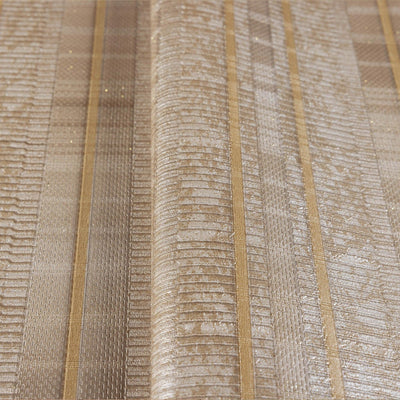 Contemporary Stripe Pattern Embossed Wallpaper, Beige, Gold Professional Luxury Striped Wall Paper, Non-Woven - Walloro High End Wallcoverings & More