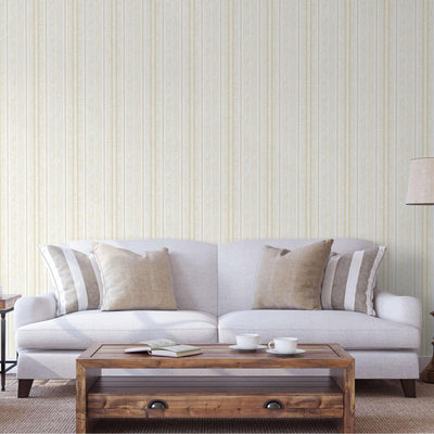 Cream Conetmporary Stripe Pattern Embossed Wallpaper, Professional Luxury Striped Wall Paper - Walloro High End Wallcoverings & More