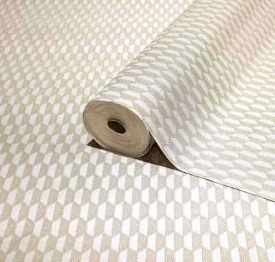 Cream Elegant Hexagon Embossed Wallpaper, Small Honeycomb Grid Pattern Textured wallcovering - Walloro High End Wallcoverings & More