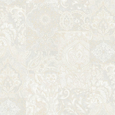 Cream Elegant Patchwork Deep Embossed Wallpaper, 3D Textured Luxury Damask Wallcovering - Walloro High End Wallcoverings & More