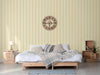 Cream Timeless Bold Striped Wallpaper, Flocked Textured Velvet Feeling Thick Lines Wallcovering - Walloro High End Wallcoverings & More