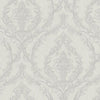 Damask Deep Embossed Wallpaper, Light Gray, White Luxury 3D Non-Pasted Wallcovering, Shimmering, Traditional Non-Woven Wall Decor - Walloro High End Wallcoverings & More