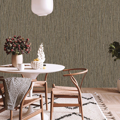 Dark Brown Thin Modern Striped Wallpaper, Deep Embossed Textured Modern Wallcovering - Walloro High End Wallcoverings & More