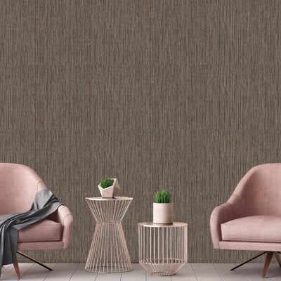 Dark Tan Elegant Striped Embossed Wallpaper, Jute Natural Color Linen Textured Wallcovering - Walloro High End Wallcoverings & More