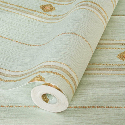 Decorative Striped Embossed Wallpaper, Lime Green, Gold 3D Boho Art Deco Ornate Home Wall Decor, Washable, Durable - Walloro High End Wallcoverings & More