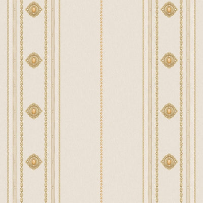 Decorative Striped Embossed Wallpaper, Off White, Yellow 3D Boho Art Deco Ornate Home Wall Decor, Washable, Durable - Walloro High End Wallcoverings & More