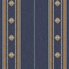 Decorative Striped Embossed Wallpaper, Royal Blue, Yellow, Gold 3D Boho Art Deco Ornate Home Wall Decor, Washable, Durable - Walloro High End Wallcoverings & More