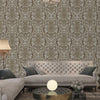 Deep Embossed Sparkling Damask Wallpaper, Stylish Brown Gray Glittering Luxury Fabric Feel Vivid Colors, Home Commercial Use, Easy Clean, Water Resistant - Walloro High End Wallcoverings & More