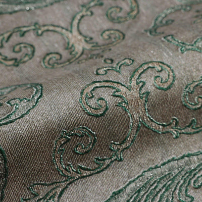 Deep Embossed Sparkling Damask Wallpaper, Stylish Brown Green Glittering Luxury Fabric Feel Vivid Colors, Home Commercial Use, Easy Clean, Water Resistant - Walloro High End Wallcoverings & More