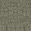 Deep Embossed Sparkling Damask Wallpaper, Stylish Brown Green Glittering Luxury Fabric Feel Vivid Colors, Home Commercial Use, Easy Clean, Water Resistant - Walloro High End Wallcoverings & More