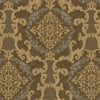 Elegant Brown Damask Deep Embossed Wallpaper, 3D Textured Dark Wallcovering, Traditional, Extra Large 114 sq ft Roll, Washable, Luxury - Walloro High End Wallcoverings & More