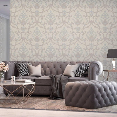 Elegant Damask Deep Embossed Wallpaper, 3D Textured Wallcovering, Traditional, Extra Large 114 sq ft Roll, Luxury Wallpaper, Washable - Walloro High End Wallcoverings & More