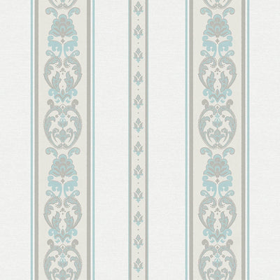 Elegant Deep Embossed Striped Wallpaper, Shiny Light Blue Damask 3D Textured Wallcovering, Traditional, Large 114 sq ft Roll, Accent Wall - Walloro High End Wallcoverings & More