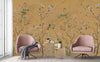 Extra Large Chinoiserie Floral Wallpaper, Birds Blossom Yellow Wall Mural, Custom Size, Luxury, Modern Wall Paper, Non-Pasted, Washable, Removable (Copy) - Walloro High End Wallcoverings & More