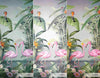 Flamingo Nature Theme Wall Mural, Dark Green Forest Wallpaper, Custom Wall Mural, Wall Poster Home Interior Decor, Non-Adhesive, Non-Woven, Washable, Removable - Walloro High End Wallcoverings & More