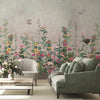 Floral Blossoms Wallpaper, Pink Flowers Birds Wall Mural, Oversized Custom Size Wall Art, Non-Woven, Non-Adhesive, Modern Wall Paper, Removable - Walloro High End Wallcoverings & More