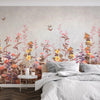 Floral Blossoms Wallpaper, Yellow Flowers Birds Wall Mural, Oversized Custom Size Wall Art, Non-Woven, Non-Adhesive, Modern Wall Paper, Removable - Walloro High End Wallcoverings & More