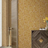 Gold Luxury Leaves Solid Color Shades Wallpaper, Deep Embossed Flocked Velvet Feeling Design - Walloro High End Wallcoverings & More