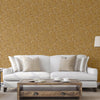 Gold Luxury Leaves Solid Color Shades Wallpaper, Deep Embossed Flocked Velvet Feeling Design - Walloro High End Wallcoverings & More