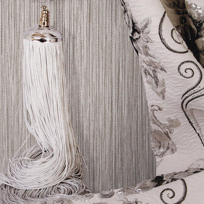 Gray Elegant Striped Embossed Wallpaper, Jute Natural Color Linen Textured Wallcovering - Walloro High End Wallcoverings & More