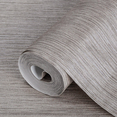 Gray Elegant Striped Embossed Wallpaper, Jute Natural Color Linen Textured Wallcovering - Walloro High End Wallcoverings & More