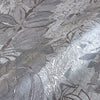 Gray, Silver Elegant Embossed Leaf Pattern Wallpaper, 3D Textured Floral Plants Botanic Wall Paper - Walloro High End Wallcoverings & More