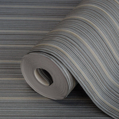 Gray Thin Striped 3D Embossed Wallpaper, Stylish Fabric Like Patterns Wallcovering - Walloro High End Wallcoverings & More