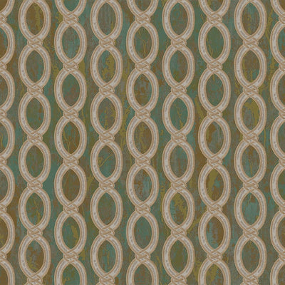 Green Geometric Chain Pattern Wallpaper, Deep Embossed Stylish Sparkling Luxury Design - Walloro High End Wallcoverings & More