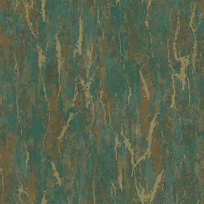 Green Gold Distressed Metallic Embossed Wallpaper, Shiny Rustic Industrial Modern Wallcovering - Walloro High End Wallcoverings & More