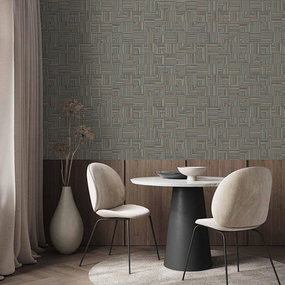 Green Modern Geometric Shapes Wallpaper, Embossed Rich Textured Contemporary Wallcovering - Walloro High End Wallcoverings & More