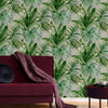 Green Palm Trees Embossed Wallpaper, Rich Textured Wallcovering, Large 114 sq ft Roll, Washable, Sturdy, Plants Leaves Wallpaper, Wall Decor - Walloro High End Wallcoverings & More