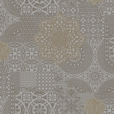 Grey ,Bronze Damask Quilted 3D Embossed wallpaper, Flocked Rich Textured Velvet Feel Luxury Wallcovering - Walloro High End Wallcoverings & More