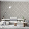 Italian Damask Embossed Wallpaper, Light Gray Sparkling Neutral Colors Luxury Wallcovering, 3D Textured, Non-Woven, Non-Pasted - Walloro High End Wallcoverings & More