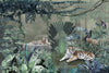 jungle Tigers Wall Mural, Green Nature Forest Theme Wallpaper, Custom Large Wall Mural, Non-Adhesive, Washable, Removable Wall Paper, Birds, Non-Woven Back - Walloro High End Wallcoverings & More