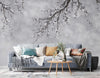 Large Blossom Tree Wallpaper, Gray Chinoiserie Nature Flowers Wall Mural, Custom Size Wall Covering, Non-Woven, Non-Pasted, Removable, Washable, Floral Art - Walloro High End Wallcoverings & More